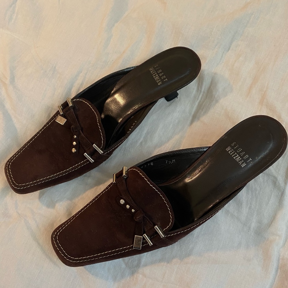Stuart Weitzman Brown Mules